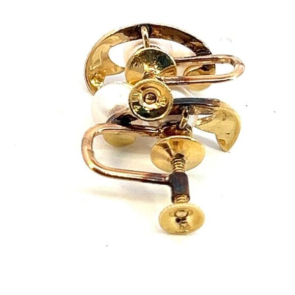 Mikimoto Estate Akoya Pearl Earrings 14k Y Gold 6.44 mm M393 - Picture 4 of 6